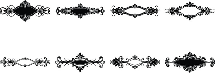 Vector art of collection of eight decorative divider designs