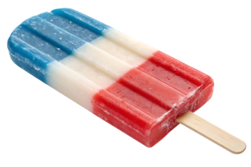 A delicious red white and blue popsicle on a black background isolated on white background isolated on transparent background