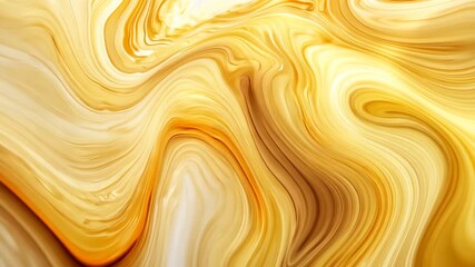 Golden liquid waves in marble patterned abstract art with fluid dynamics and warm tones