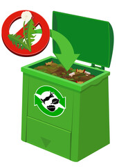 Compost bin where Weeds with Seeds are prohibited from being added to the compost (cut out)
