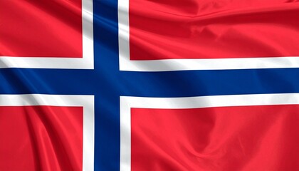 Fototapeta premium Norway flag with red field, blue Nordic cross outlined in white.