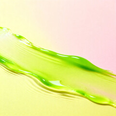 Green gel smear on pastel background