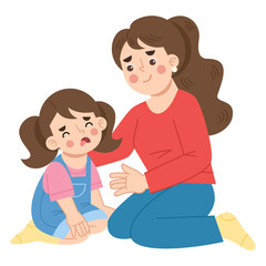 Illustration of Comforting Mother and Crying Child