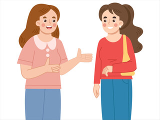 Two Women Chatting Illustration