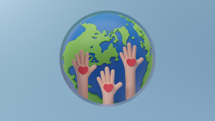 International Volunteer day for economic and social development on December 5th. to promote volunteering and recognize contributions to the achievement. Day of support, charity and help. 3d rendering