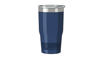 Blue Travel Mug with Silver Lid on Transparent Background