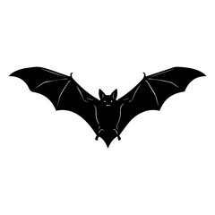 Fototapeta premium Black Bat Silhouette Against White Background for Halloween Design or Wildlife Theme Vector Illustration
