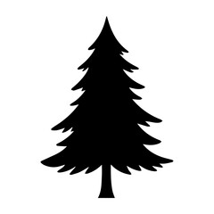Obraz premium Pine Tree Silhouette Icon Minimalist Black Evergreen Shape Conifer Graphic Element for Nature Forest Holiday Winter Concepts Vector Illustration