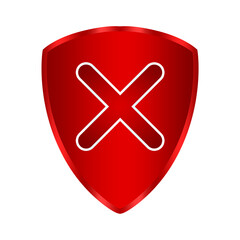 Fototapeta premium red shield with cross mark icon element 
