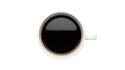 White Coffee Mug Filled with Black Coffee on Transparent Background