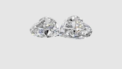 two heart shape shining diamonds 