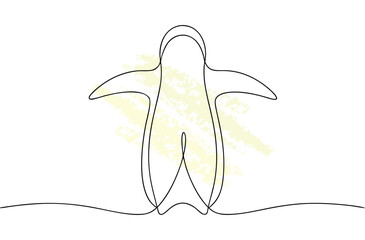 Obraz premium Minimalist single line drawing a penguin with yellow abstract continous