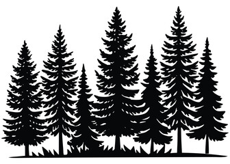 pine trees silhouette vector image