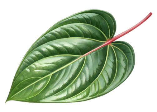 Glossy Green Betel Leaf with Prominent Pinnate Veins and Slender Petiole Illustration