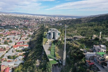 Panoramic Aerial of Tbilisi Along the Kura River © Roman