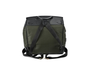 Back side of backpack isolated on white background