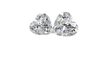 two heart shape shining diamonds with transparent background 