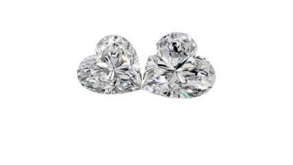 two heart shape shining diamonds with transparent background 