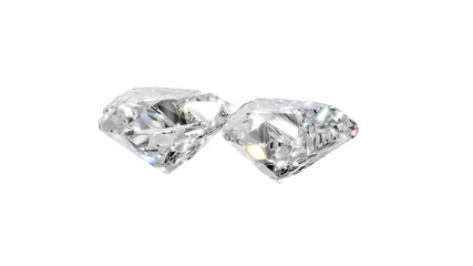 two heart shape shining diamonds with transparent background 