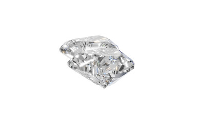 two heart shape shining diamonds with transparent background 