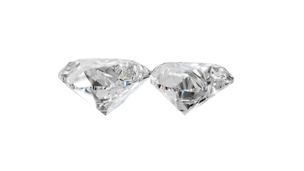 two heart shape shining diamonds with transparent background 