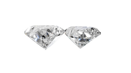 two heart shape shining diamonds with transparent background 