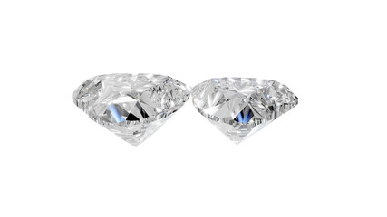 two heart shape shining diamonds with transparent background 