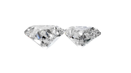 two heart shape shining diamonds with transparent background 