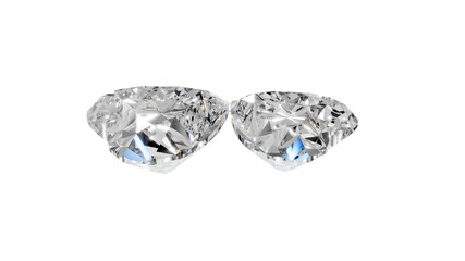 two heart shape shining diamonds with transparent background 