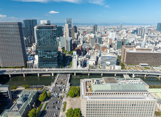 大阪中之島 淀屋橋ステーションワンから見る市役所や高層ビル群
