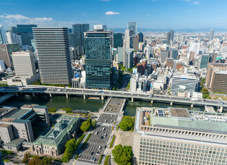 大阪中之島 淀屋橋ステーションワンから見る市役所や日銀大阪支店