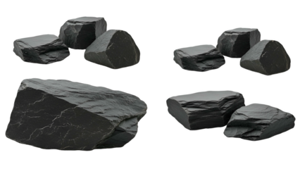 Dark Grey Slate Rocks Grouped in Natural Outdoor Setting