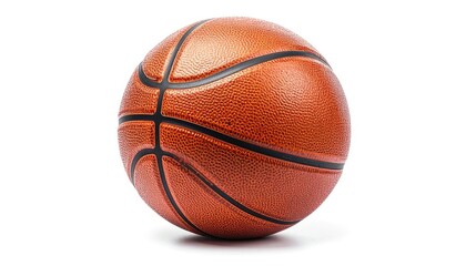 Fototapeta premium Textured orange basketball with black seams on a clean white background
