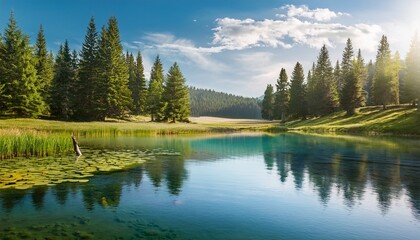 Serene Pond In Summer Illustration 1