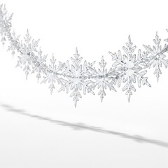 Obraz premium Garland of Sparkling Clear Snowflake Decorations on White Background