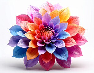 Fototapeta premium Vibrant multicolored flower petals arranged in a symmetrical bloom colorful
