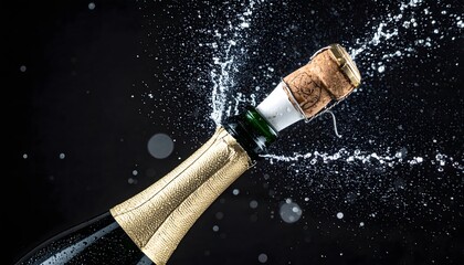 Fototapeta premium Celebrate your success with a vibrant champagne explosion against a dramatic black backdrop, perfect for festive promotions and celebratory content