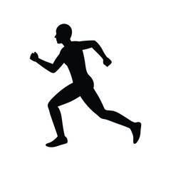 a simple black silhouette of a man running  full black