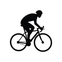 silhouette of a cyclist riding a bicycle isolated