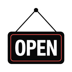 Sleek black open sign vector illustration scalable eps icon for general use business signage silhouette vector illustration white background