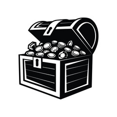 Open Treasure Chest Coins Vector Illustration