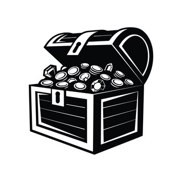 Open Treasure Chest Coins Vector Illustration