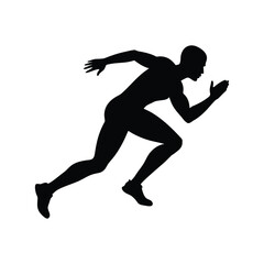silhouette of a sprinter starting a race full body