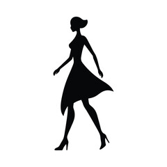 silhouette of a woman walking gracefully minimalist