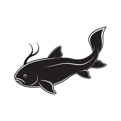 silhouette vector of a catfish
