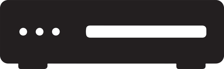 Obraz premium Simple black icon of a dvd player or media device with a slot
