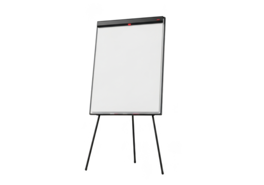 High resolution flip chart easel for presentation and meetings, whiteboard on tripod stand, office equipment, png file isolated on transparent background - Powered by Adobe