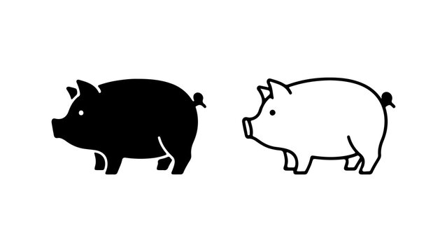 Pig icon set with transparent background