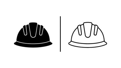 Fototapeta premium Construction helmets black and outline with transparent background