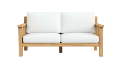 Modern White Couch with Wooden Frame in Minimalist Room